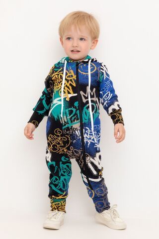 комбинезон  для мальчика  КР 6530/черный,яркое граффити к526