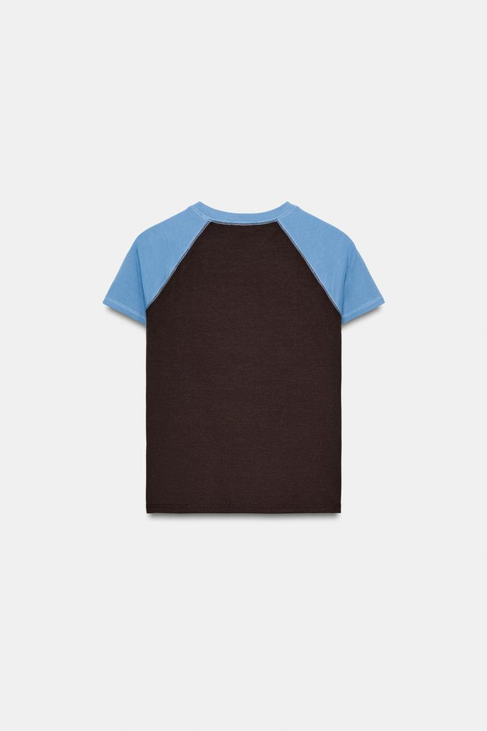 ZARA ФУТБОЛКА РЕГЛАН С КОРОТКИМ РУКАВОМ, КОРИЧНЕВО-СИНИЙ