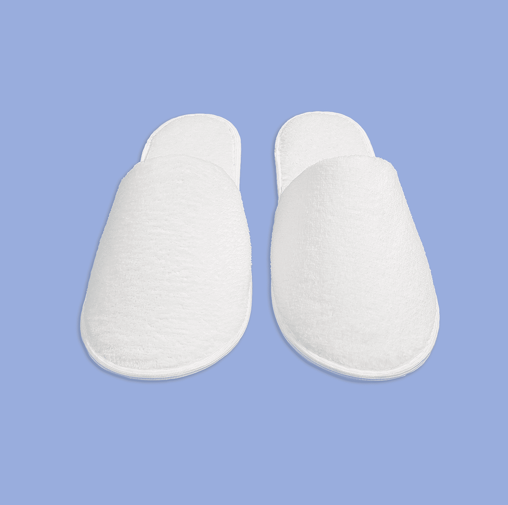 Тапки корал флис, закрытый мыс (50 пар) одноразовые, белые