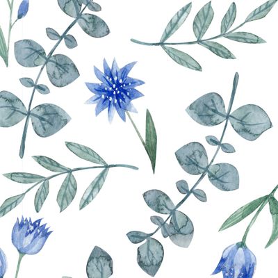 Васильки, эвкалипт и колокольчики