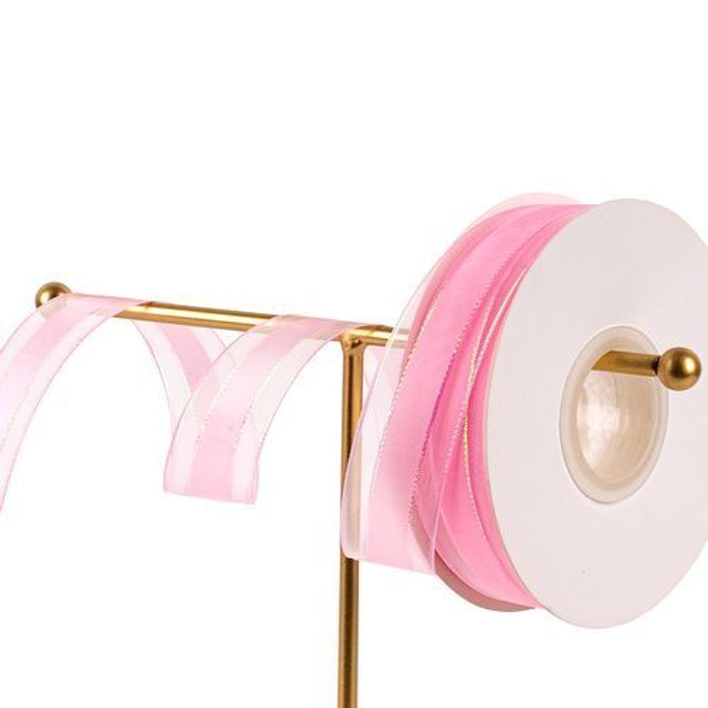 Лента ШИФОН "Люкс" с люрексом 2,5см*18м РОЗОВЫЙ