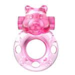 Розовое эрекционное виброкольцо на пенис Pink Bear