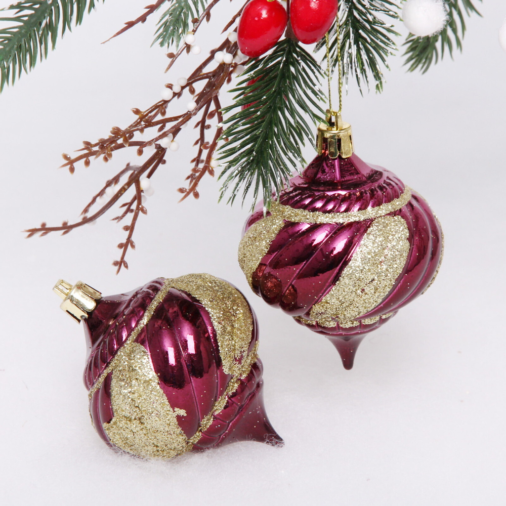 Ёлочные игрушки «Волшебная юла» 6 см (набор 2 шт), Рубин