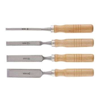 Набор стамесок SPARTA,6-12-18-24 мм, плоские, деревянные рукоятки 243965