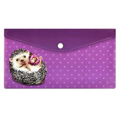 Папка д/документов на кнопке 26x14см 1 отд. "Ежик с пончиком" (Феникс+)