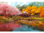 Алмазная мозаика 30х40см. "Японский сад" блест. с полн.заполнен.без подрам.(30цв) (Арт.НД-2697)