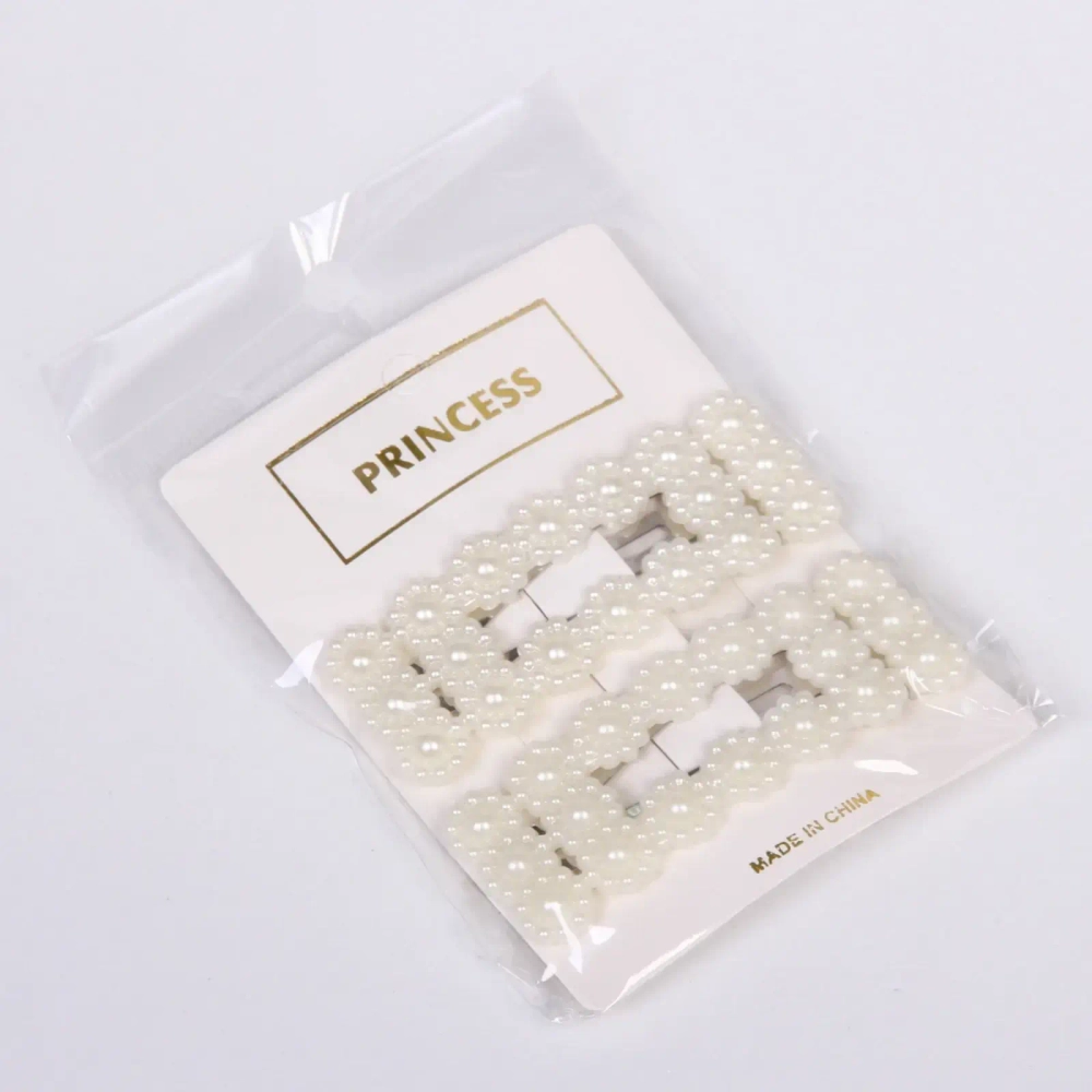 Зажимы для волос 2шт «New collection -Жемчужинки», прямоугольник, цвет белый, 7*2,5см