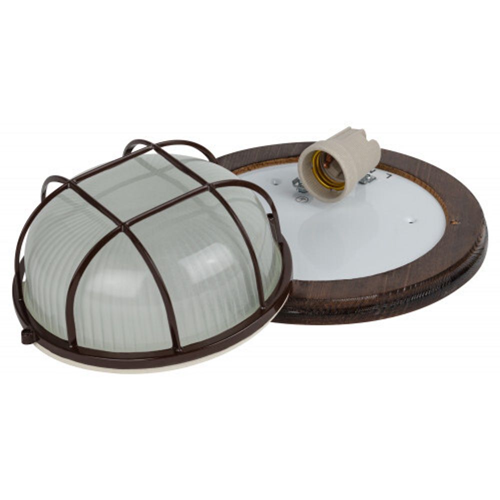 Светильник ЭРА НБО 03-60-022 Кантри дерево/стекло решетка IP54 E27 max 60Вт D220 круг орех