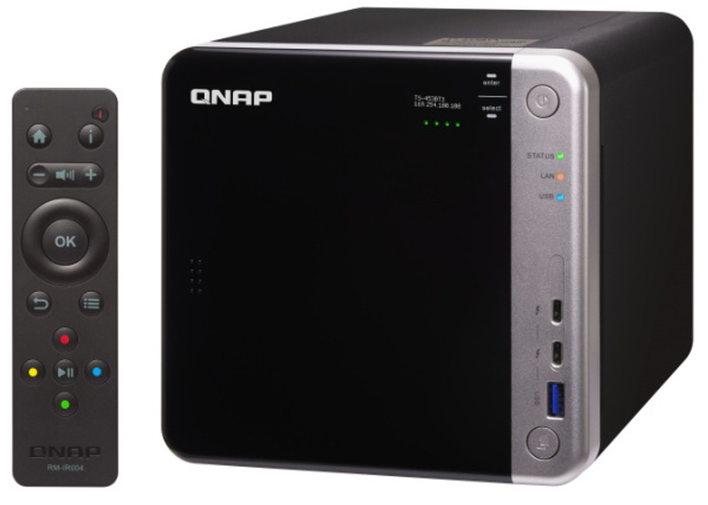 Сетевой накопитель QNAP TS-453BT3, Thunderbolt 3, ОЗУ 8 Гб, 2х1000 Мб/с
