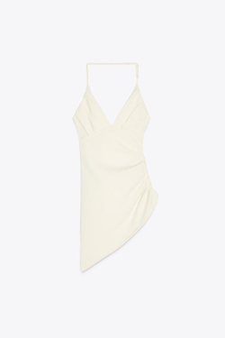 ZARA ТОП АСИММЕТРИЧНОГО КРОЯ ИЗ ЭЛАСТИЧНОЙ ТКАНИ СО СБОРКАМИ, ЦВЕТ МОРСКОЙ ВОЛНЫ