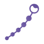 Фиолетовая силиконовая анальная цепочка с ручкой-кольцом - 21 см. (Цвет: разноцветный)