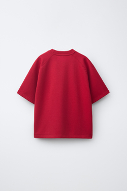 ZARA КОМПЛЕКТ ИЗ ФУТБОЛКИ И ШОРТОВ ИЗ ТКАНИ ИНТЕРЛОК, КРАСНЫЙ