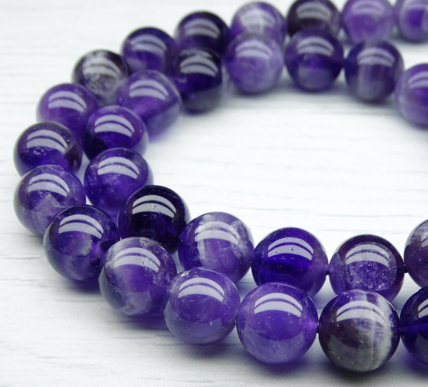 ПК095НН10 Бусины из природного камня Аметист шевронный, размер: 10 мм, 3 шт.