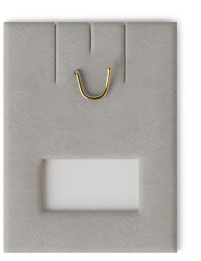 Вкладыш 08/наклонный/для серег/подвески/2 прорези/крючок/окошко для бирки/прорезь для нитки