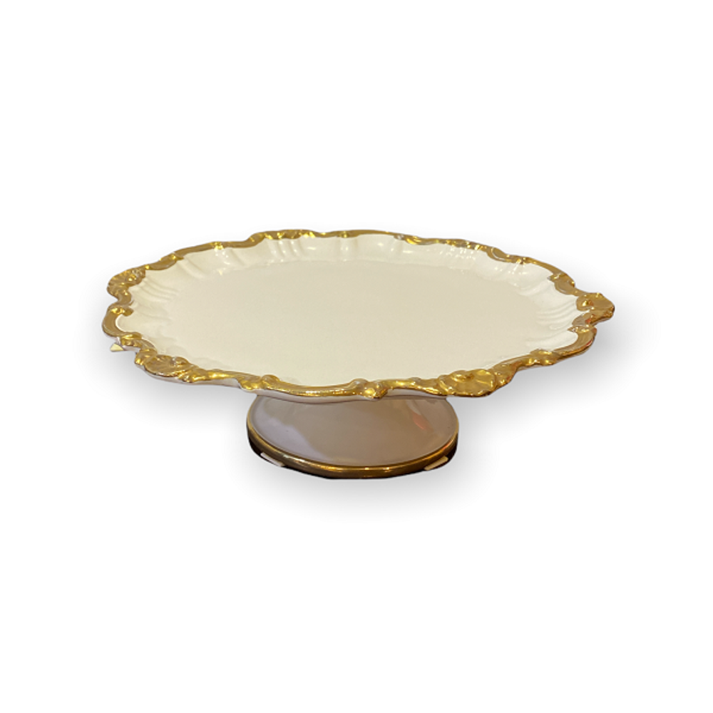Блюдо на ножке Кайма золотая 25 см