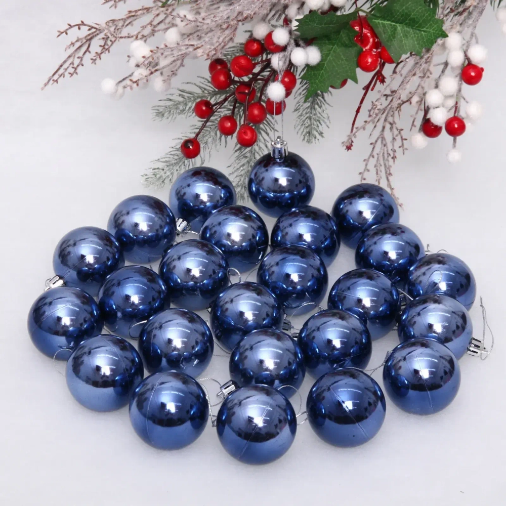 Новогодние шары 5 см (набор 24 шт) «Глянец», сапфир