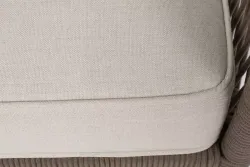 "Канны" диван 3-местный плетеный из роупа, каркас алюминий коричневый (RAL8016) муар, роуп коричневый круглый, ткань бежевая 035