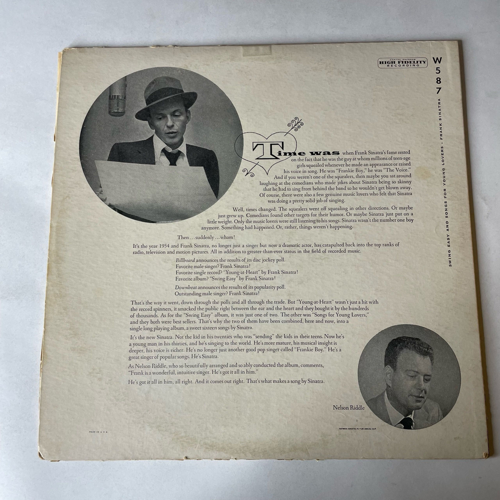 Винтажная виниловая пластинка LP Frank Sinatra, Swing Easy And Songs For Young Lovers (США 1957)
