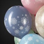 Шар (12''/30 см) Снежинки, Ассорти, пастель, 5 ст, 25 шт.