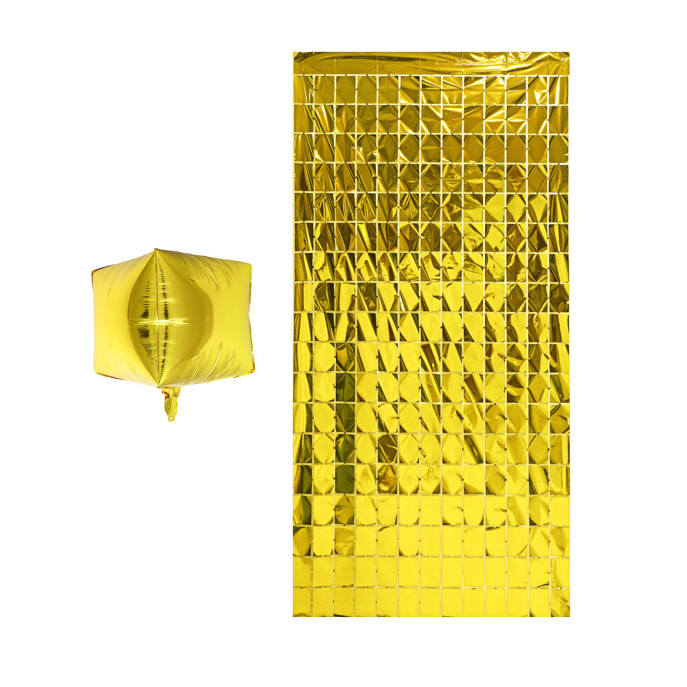 Набор для фотозоны тм Fntastic: занавес-фон 1x2 м, шарик, фольга, золото, серебро