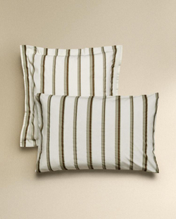 ZARA HOME (300 НИТЕЙ) НАВОЛОЧКА В ПОЛОСКУ, ЖЕЛТОВАТО-БЕЛЫЙ