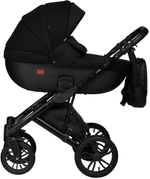 Детская коляска Indigo Mio S 3 в 1 с автокреслом Avionaut Cosmo Beige 02 черная кожа+черный