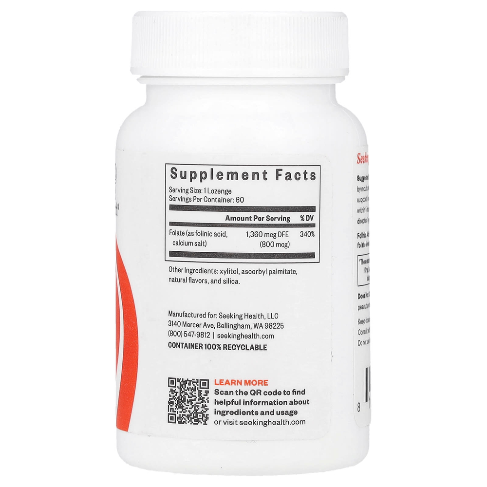 Seeking Health, фолиновая кислота, 800 мкг, 60 пастилок
