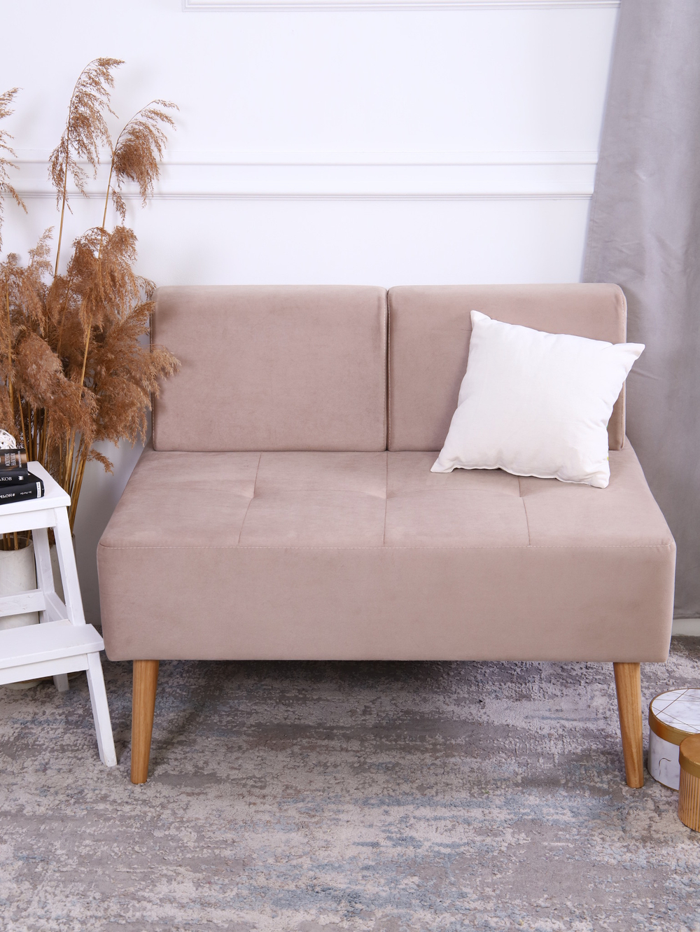 Диван "Twist" антивандальный велюр Beige. Для кухни, прихожей, салона красоты, офиса. 100х67х80 см