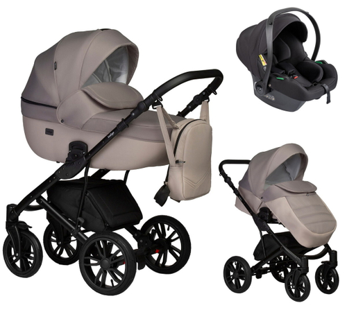 Детская коляска Indigo Mio S 3 в 1 01 св.бежевая кожа+бежевый