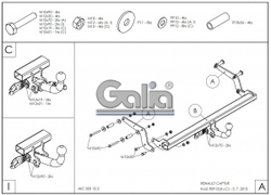 Фаркоп оцинкованный Galia R091A для Renault Captur 2013-(паспорт и сертификат в комплекте)(без электрики)