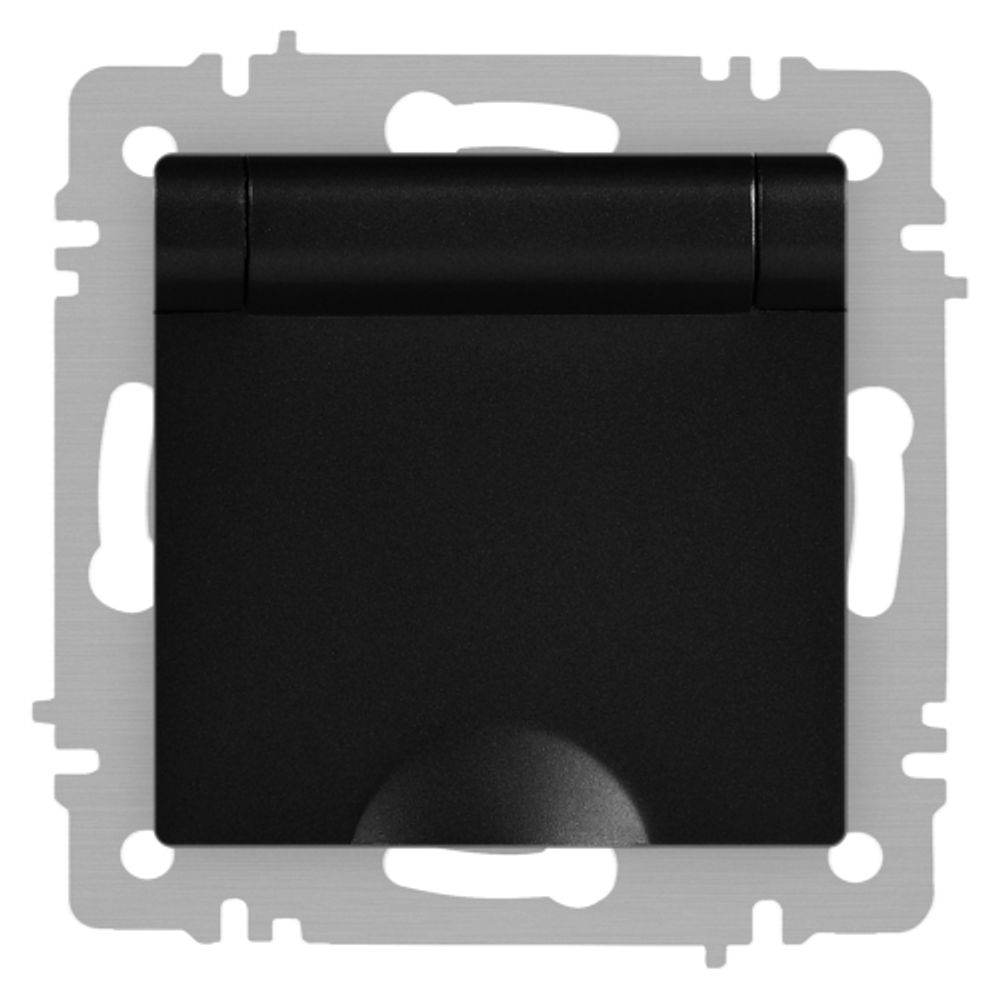 Розетка Intro Accent 6-203-05 с заземлением 2P+E Schuko с крышкой 16А-250В IP20 СУ антрацит