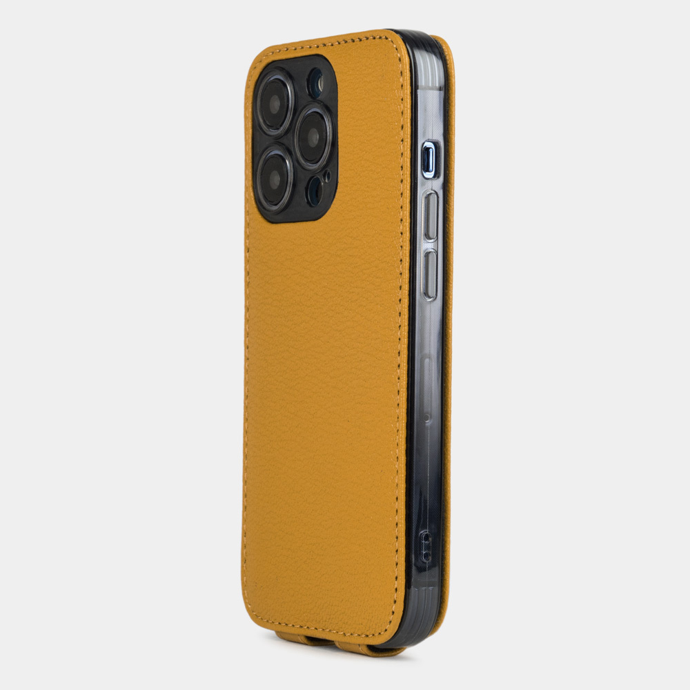 Чехол кожаный для iPhone 14 Pro цвета охры