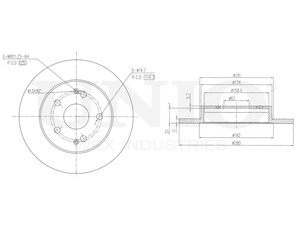 Диск тормозной задний UNIO BRD-20475