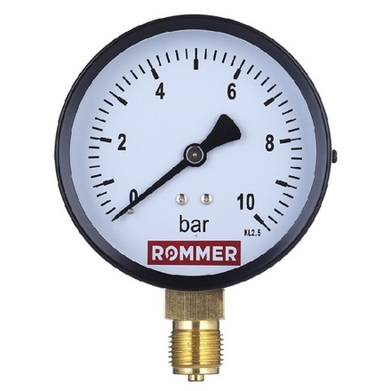 Манометр радиальный Rommer 1/4", 10 бар, 50 мм (RIM-0010-501008)