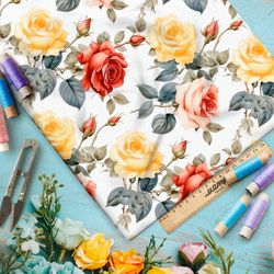 Ткань премиум габардин романтические розы