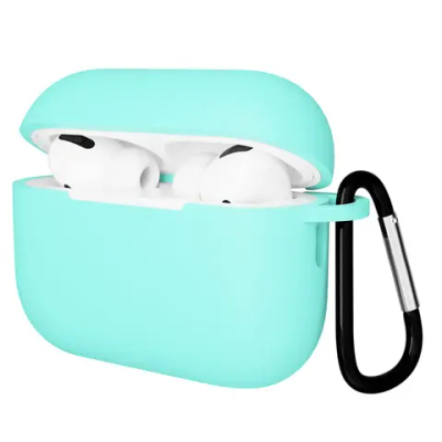 Чехол для Airpods Pro 2 Gurdini прорезиненный soft touch c карабином Мятный