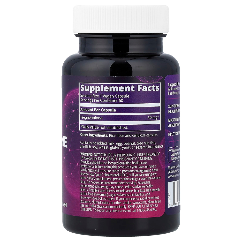 MRM Nutrition, прегненолон, 50 мг, 60 вегетарианских капсул