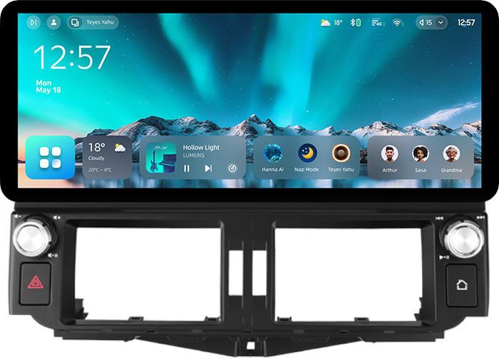 Магнитола для Toyota Land Cruiser Prado 150 2009-2013 (ШГУ 7") - Teyes CC4 монитор 12.3" 2K QLED + рамка LUX, Android 14, Быстрейшая, Snapdragon 680, DSP, CarPlay, 4G SIM-слот