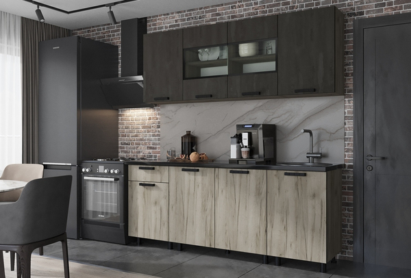 Кухня 2,0 Эдинбург (Железный камень/Крафт серый) со столешницей