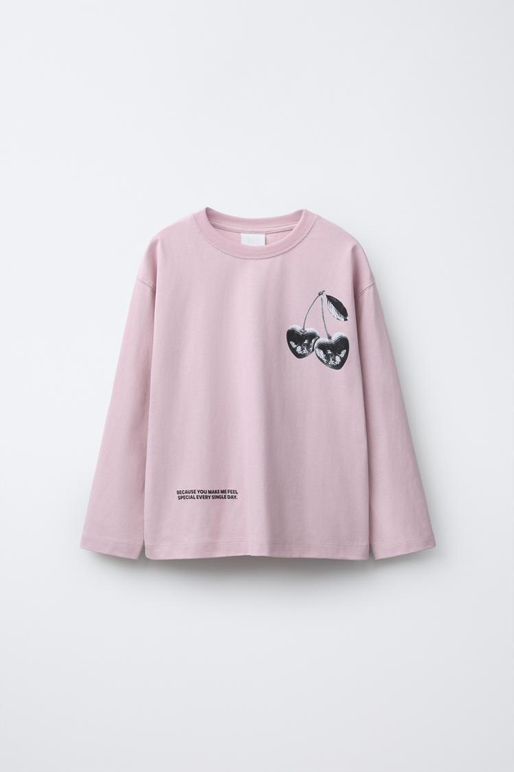 ZARA ЛОНГСЛИВ С ПРИНТОМ «ВИШЕНКИ», РОЗОВЫЙ