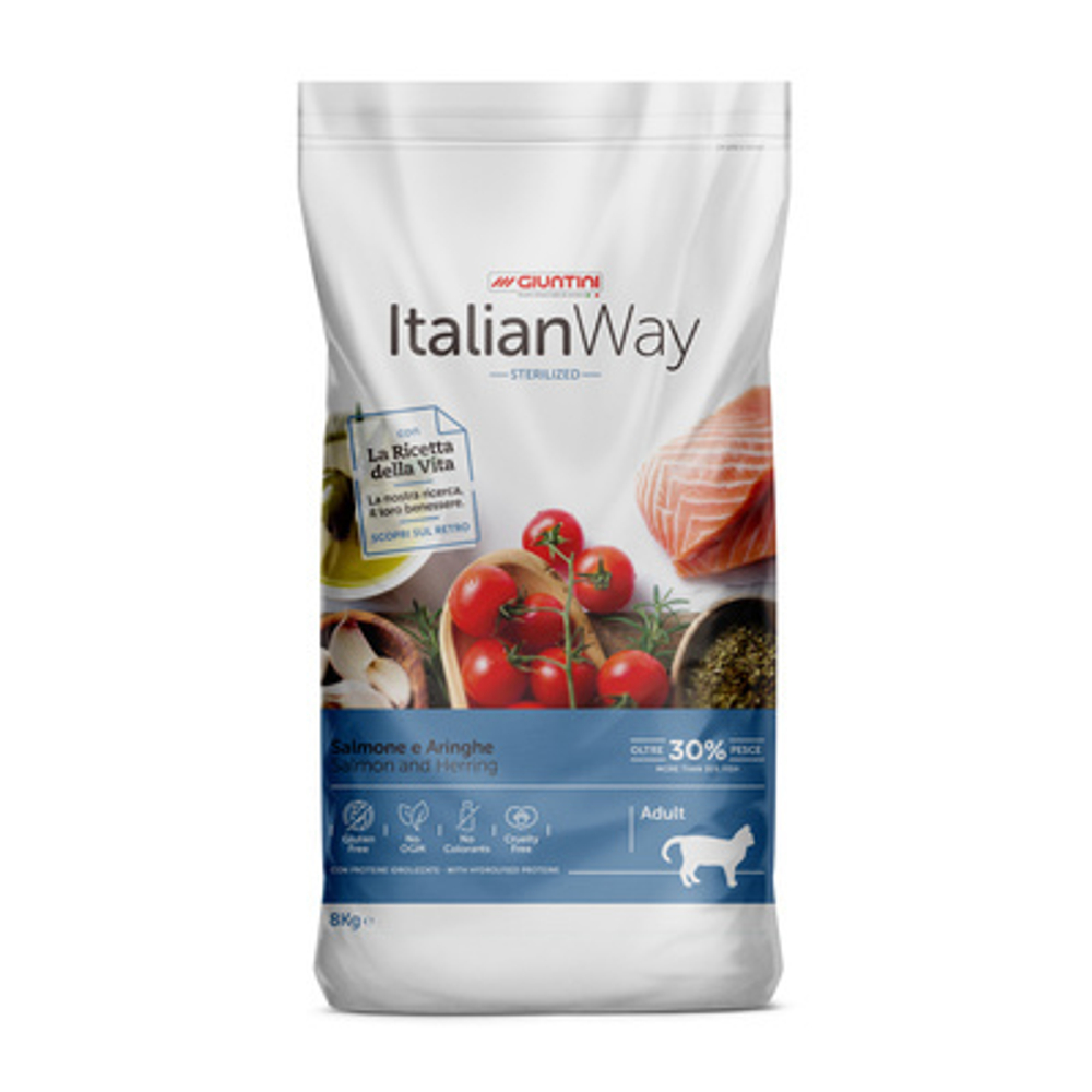 Italian Way  корм для стерилизованных кошек с лососем и сельдью (ITALIAN WAY STERILIZED SALMON/HERRINGS) 8 кг