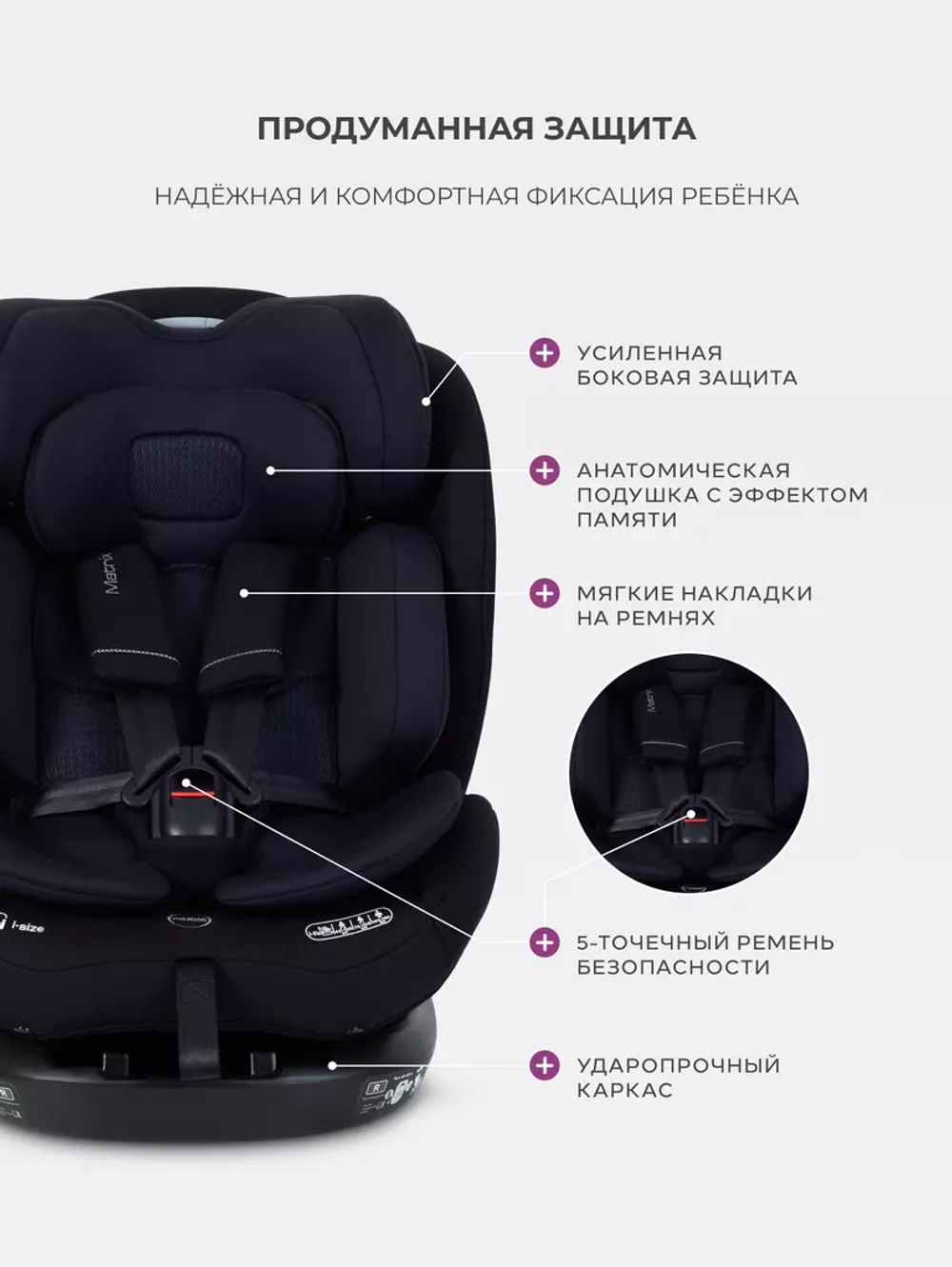 Автокресло детское Rant Matrix I-Size группа 0/1/2/3 (0-36) Black