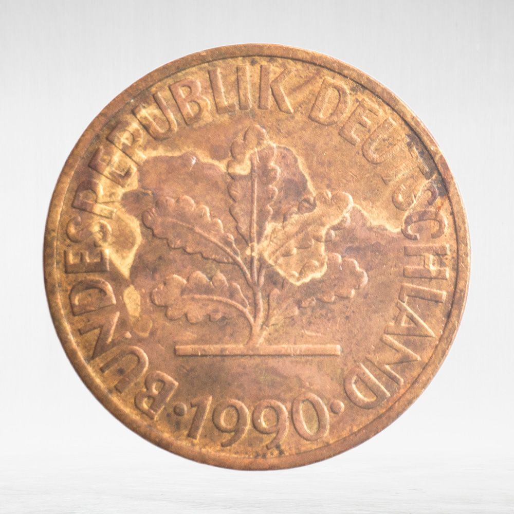 Germany, 10 Pfennigs, 1990, (Hamburg Mint - "J"), VF