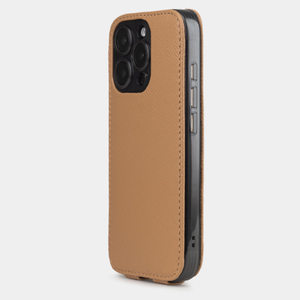 Чехол iPhone 16 Pro Max натуральная кожа сафьяно, цвета кэмел