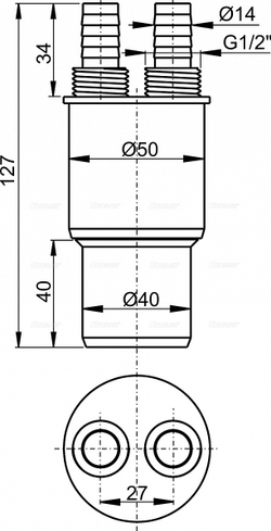 Переходная муфта HT 40/50×G1/2" Alca Plast AKS6