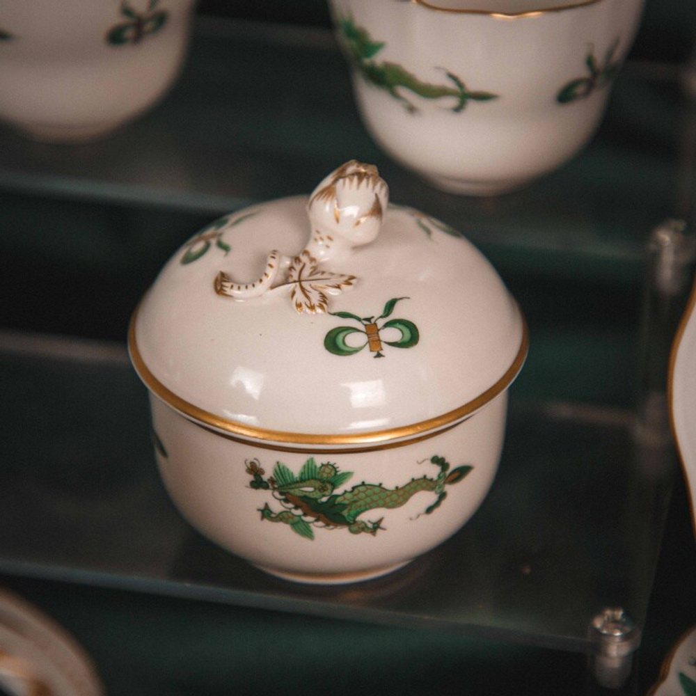 Кофейный сервиз на 6 персон «Зеленый дракон и феникс»