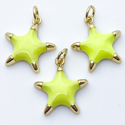 Подвеска Звезда, цвет золото+желтый, размер 18*16 мм, цена за 1 шт