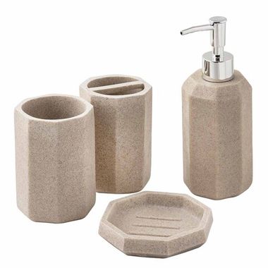 Набор для ванной комнаты 4пр. (мыльница, дозатор для мыла, подставка для зубных щеток, подставка для косметических аксессуаров) La and Te beaute LT-BS-8