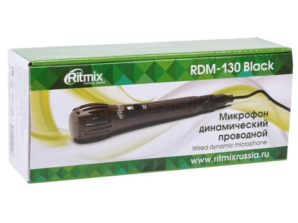 Микрофон RITMIX-130 Суперлёгкий вокальный, динамического типа. Пластиковый корпус. Шнур 3м