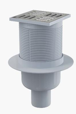 Сливной трап APV2  105 × 105/50, подводка – прямая, решетка – нержавеющая сталь, гидрозатвор – мокрый